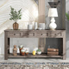 Gracie Solid Wood Console Table With Drawers And Shelf - Grey Wash | Table Console Gracie En Bois Massif Avec Tiroirs Et Etagere, Gris Patine