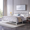 Robert Metal Construction Bed Frame With Circular Design Headboard And Footboard,king Size,white King Bed | Robert Cadre De Lit En Metal Avec Tete Et Pied De Lit Au Design Circulaire, Taille King, Blanc