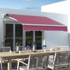 Outsunny 8' X 6.5' Retractable Awning With LED Lights, Uv40+, Wine Red|Outsunny Auvent Retractable 8' X 6.5' Avec Lumieres LED, Uv40+, Rouge Vin