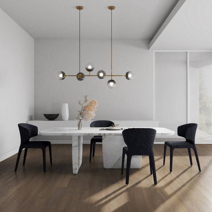 Conrad Mid-Century Modern Upholstered Dining Chair in Black - Set of 4