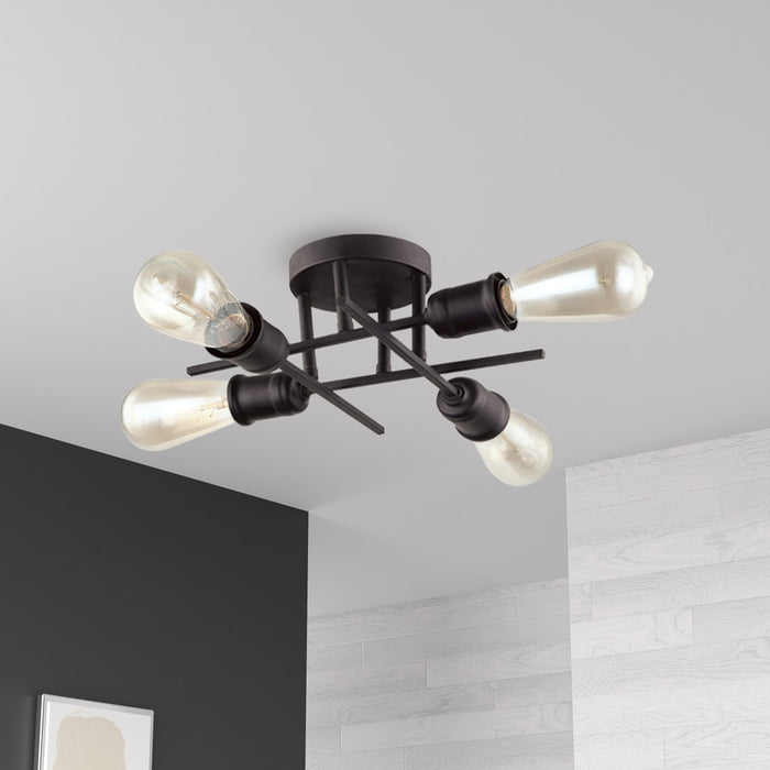 Dainolite Nebraska 4 Light Flush Mount Espresso Finish Lamp