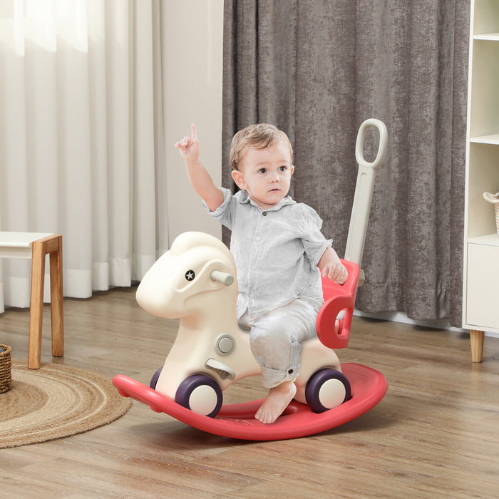 Qaba Rocking Horse, 4 In 1 Baby Ride On Horse, Push Car, Sliding Car With Detachable Balance Board & Push Handle, For 2-5 Years, Red
