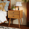 Emma Mid-Century Modern Nightstand with 2 Drawers,Natural | Emma Table de Nuit Moderne Mid-Century avec 2 Tiroirs, Naturel