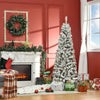 Homcom 6ft Snow Artificial Christmas Tree With Pine Cone, Red Berry|Homcom Arbre De Noel Artificiel De Neige Avec Pomme De Pin