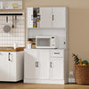 HOMCOM 71" Pantry Cabinet, Kitchen Cupboard with Charging Station, White