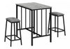 Dining 3-Piece Set Counter Height Rectangular Small Kitchen Grey Laminate Black Metal Contemporary Modern|Ensemble de salle à manger 3 pièces de hauteur comptoir de style moderne contemporain pour la cuisin
