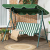 Outsunny 3-seat Patio Swing Chair With Adjustable Canopy Green And White|Outsunny Balancoire De Patio A 3 Places Avec Auvent Reglable, Vert Et Blanc