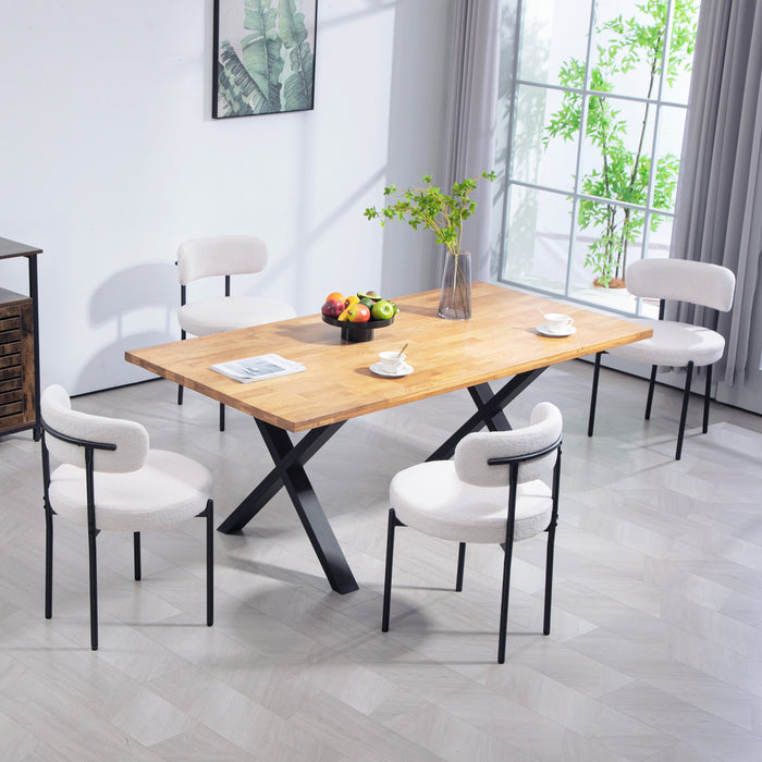 HOMCOM Dining Chairs Set of 4 Kitchen Chairs with Steel Legs, Cream White