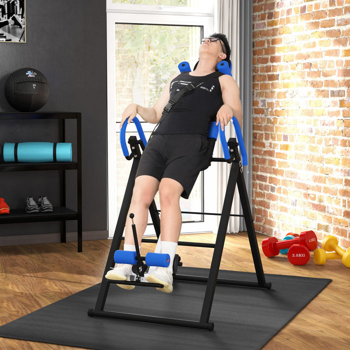 Soozier Adjustable Inversion Table, Folding Inversion Machine with Safety Belt, Waist Pad, 20°/40°/60° Handstand Stretcher Machine for Stress Relief and Fitness