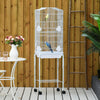 Pawhut 62" Bird Cage Budgie Cage With Wheels, Detachable Stand, Storage, White|Pawhut 62" Cage Pour Oiseaux Cacatoes Maison De Jeu Pinson Fournitures Pour Animaux Avec Roues Blanc