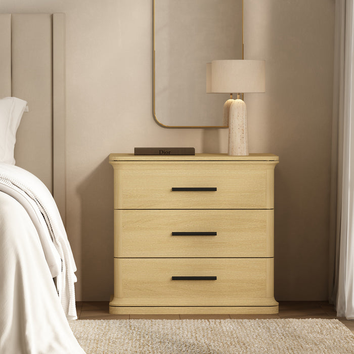 Clifford Traditional Nightstand in Natural Oak (3-Drawer)