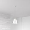 Dainolite Polly 1 Light Pendant Medium Matte White Finish Clear Glass Lamp|Luminaire suspendu moyen Polly de Dainolite en verre transparent, avec fini blanc mat et 1 ampoule