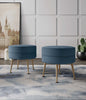 Bailey Mid-Century Modern Upholstered Accent Ottoman in Blue - Set of 2 | Lot de 2 poufs d’appoint Bailey style milieu du siecle moderne, rembourres, bleu