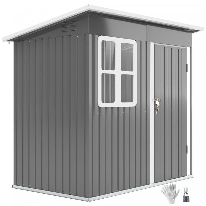 Outsunny 7' X 4' Metal Outdoor Storage Shed With Window, Lockable Door