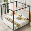 Sophia Upholstery Canopy Platform Bed with Foam Headboard and Velvet,King Size,Black King Bed | Lit plateforme Sophia a baldaquin avec tete de lit en mousse et velours, taille king, noir