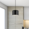 Dainolite Emilia 1 Light Pendant Matte Black Finish Matte Black/White Shade Lamp|Luminaire suspendu Emilia de Dainolite avec abat-jour noir mat et blanc, fini noir mat et 1 ampoule