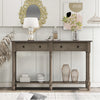 Phyllis Solid Wood Console Table With Drawers And Bottom Shelf - Grey | Table Console Phyllis En Bois Massif Avec Tiroirs Et Etagere Inferieure - Gris