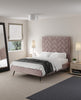 Crosby Modern Upholstered Velvet Full Bed in Blush | Lit double moderne Crosby en velours capitonne, coloris rose blush