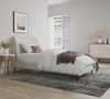 Heather Mid-Century Modern Velvet Upholstered Twin Bed in Cream and Black | Lit jumeau Heather style milieu du siecle moderne, tapisse de velours creme et noir