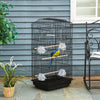 Pawhut 36" Bird Cage For Finches, Canaries Budgies, Parrot Cage With Accessories Handle, Black|Pawhut 36" Cage A Oiseaux Cacatoes Perroquet Cage 2 Portes Perchoir 4 Mangeoires, Noir