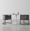 Cosmopolitan Mid-Century Modern Vegan Leather Metal Dining Chair in Graphite - Set of 2 | Chaise de salle a manger moderne mi-siecle cosmopolite en cuir vegetalien et metal, graphite - Lot de 2