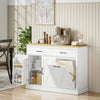 HOMCOM Tilt Out Trash Cabinet with Charging Station, Kitchen Island, White