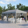 Outsunny 10'x20' Pop Up Canopy Tent With 6 Removable Mesh Sidewalls Gray|Outsunny Tente D'auvent 10'x20' 6 Parois Laterales Maille Amovibles, Gris