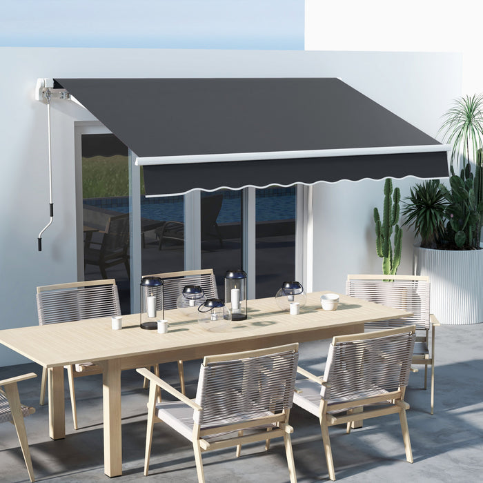 Outsunny 10' X 6.5' Retractable Awning With Led Lights, Uv40+, Dark Grey
