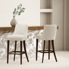 Beever Modern Chenille Wood Upholstered Barstool in Cream - Set of 2 Bar Stool | Tabouret de bar moderne Beever en bois et tissu chenille creme - Lot de 2