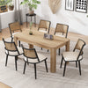 Oliver Modern Dining Chairs with PU Upholstered and PE Rattan Backrest Set of 6,Black  | Chaises de salle a manger modernes Oliver avec assise rembourree en PU et dossier en rotin PE, lot de 6, noir
