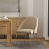 Gracie Modern Metal Vegan Leather Dining Chair in Tan and Gold | Chaise de salle a manger moderne Gracie en metal et cuir vegetalien, coloris beige et or