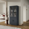 Jodie Mid-Century Modern 31" Bookcase Cabinet in Charcoal Gray (6-Shelf) | Armoire bibliotheque Jodie style mi-siecle moderne 79 cm en gris charbon (6 etageres)