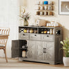 HOMCOM Sideboard, Buffet Cabinet with 4 Barn Doors and 3 Drawers Grey