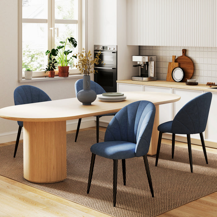 HOMCOM Dining Chairs Set of 4 Kitchen Chairs with Metal Legs Blue