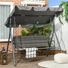 Outsunny 3 Seater Rattan Outdoor Swing Chair With Stand, Adjustable Canopy