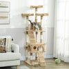 PawHut 68 inches Cat Tree, Multi-Level Large Cat Tower Condo with Scratching Posts, Perches, Cat Houses, Dangling Toy, Light Brown