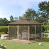 Outsunny 10' X 12' Patio Gazebo, Double roof Outdoor Canopy Shelter With Corner Frame And Mesh Netti|Outsunny 12' X 10' Tonnelle Pavillon Jardin Patio Terrasse Gazebo Auvent Abri D'exterieur Avec Doubl