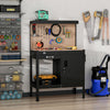 Homcom Garage Workbench With Storage Drawer, Peg Board, Lockable Cabinet|Homcom Etabli De Garage Avec Tiroir De Rangement, Armoire Verrouillable