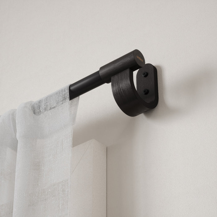Umbra Bellwood Matte Black Expandable 1\" Curtain Rod - 42\"-120\" 