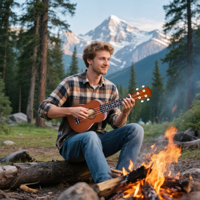 HOMCOM Portable 21 Inch Birch Wood Ukulele, 4 Nylon Strings Smooth Lightweight Beginner, Experienced Player, Brown
