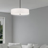 Dainolite Everly 4 Light Pendant Matte Black Finish White Shade Lamp|Luminaire suspendu Everly de Dainolite avec abat-jour blanc, fini noir mat et 4 ampoules
