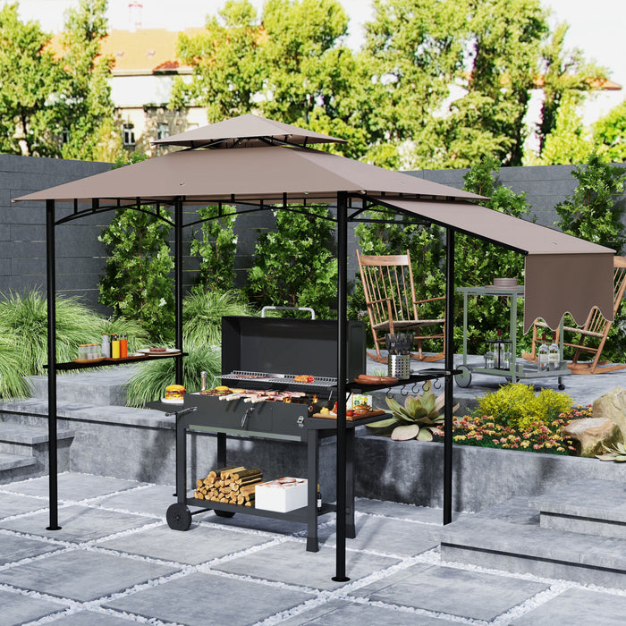 Outsunny 8' X 5' Grill Gazebo, Double Tiered Barbecue Gazebo, Khaki