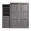 Bestar Pur Queen Murphy Bed and Shelving Unit with Drawers 90-Inch Wall Bed - Bark Grey|Grand lit escamotable mural Pur de Bestar de 90 po avec tablettes et tiroirs - gris écorce