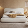 Camille Platform Bed with Curved Headboard and Luxurious Boucle Upholstery,King Size,White King Bed  | Lit plateforme Camille avec tete de lit courbee et tapisserie bouclee luxueuse, taille King, blanc