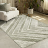 Florence Green White Distressed Chevron Design Rug, 6'7" x 9'6" Indoor Area Rug | Tapis Florence vert et blanc a motif chevron vieilli, 6'7" x 9'6"