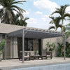 Outsunny 12.8' X 9.7' Outdoor Louvered Pergola With Retractable Roof, Grey