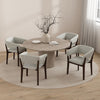 Blake Modern Faux Mohair Wood Armchair in Greige - Set of 4 Dining Chair | Fauteuil Blake moderne en faux mohair avec accoudoirs en bois, coloris grege - Lot de 4