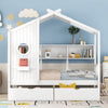Jeames Wood House Bed with 2 Storage Drawers and Shelf,Twin Size - White | Lit Maison Jeames en Bois avec 2 Tiroirs de Rangement et Etagere, Taille Twin - Blanc