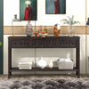 Michael Solid Wood Console Table For Entryway With Storage Drawers And Bottom Shelf - Brown | Table Console Michael En Bois Massif Pour Entree Avec Tiroirs De Rangement Et Etagere Inferieure - Marron