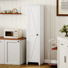 HOMCOM 67" Kitchen Pantry, Storage Cabinet with Barn Door, White